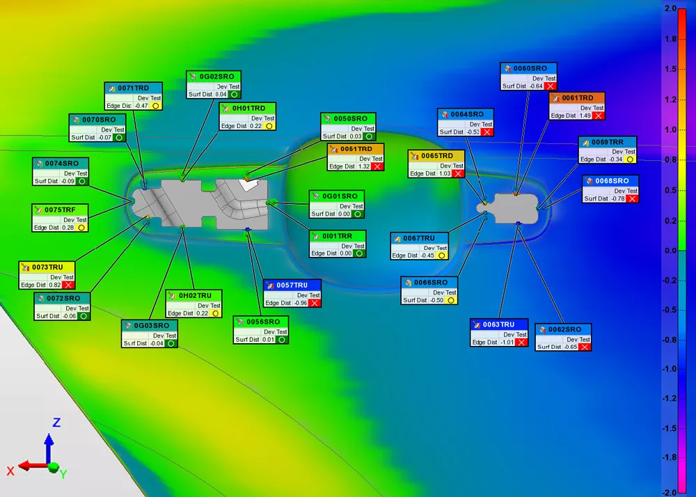 PolyWorks|Inspector 2024 offers users enhanced analysis by viewing control views in multiple data alignments.